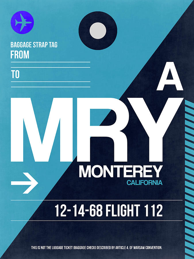 Vintage Digital Art - MRY Monterey Luggage Tag II by Naxart Studio