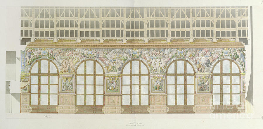 Architecture Painting - Ms 1014  Elevation Of The Ballroom At Fontainebleau, Plate From An Album by Charles Percier