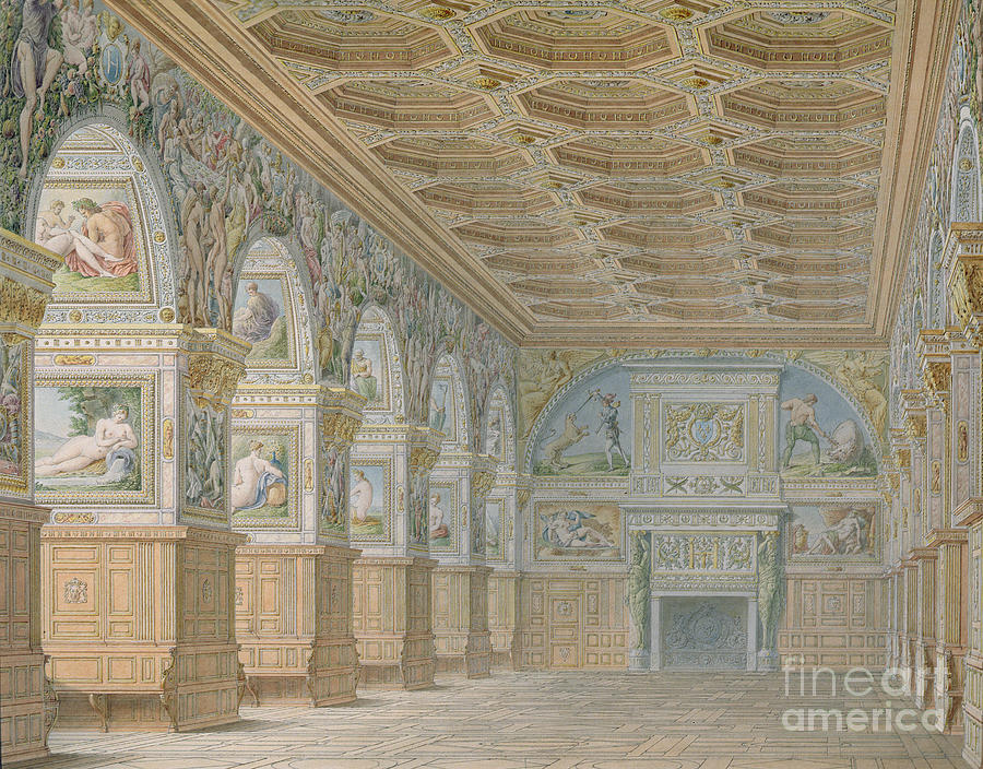 Architecture Painting - Ms 1014  The Ballroom At Fontainebleau, Plate From An Album by Charles Percier