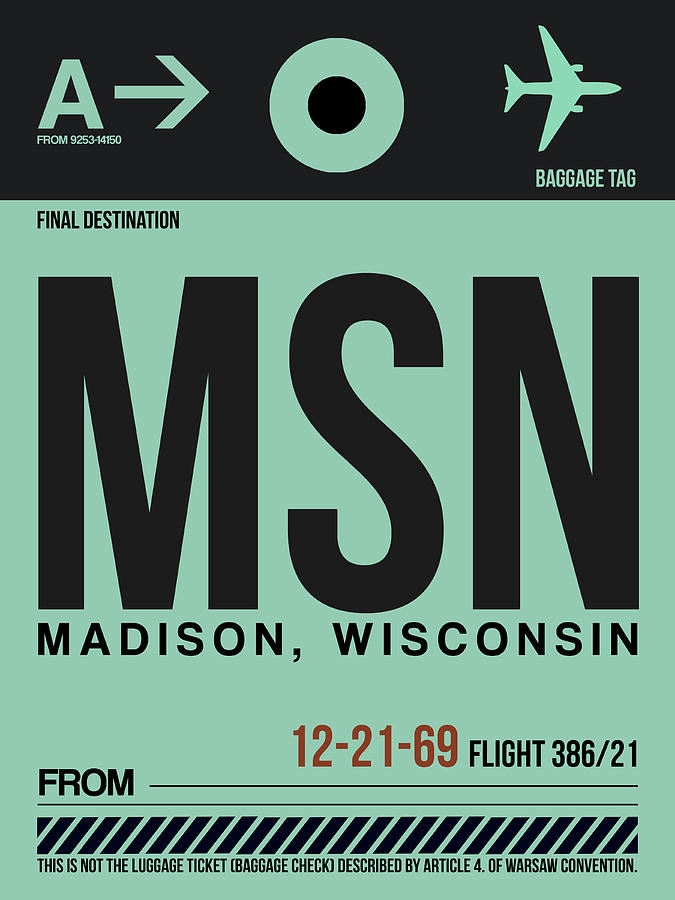Madison Digital Art - MSN Madison Luggage Tag I by Naxart Studio