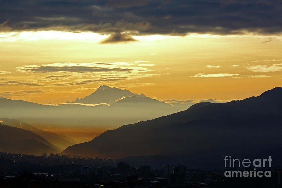 City Scene Photograph - Mt Ausangate and Cusco at Dawn Peru by James Brunker