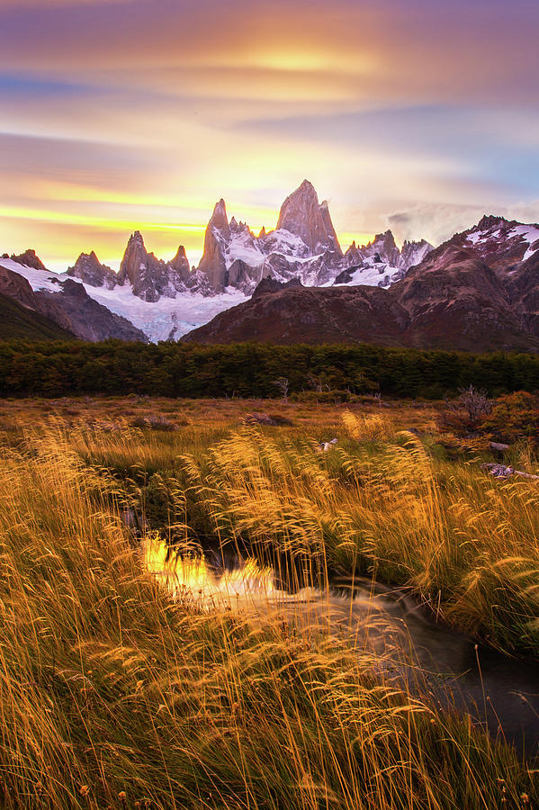 Sunset Photograph - Mt Fitz Roy At Golden Hour by Dianne Mao