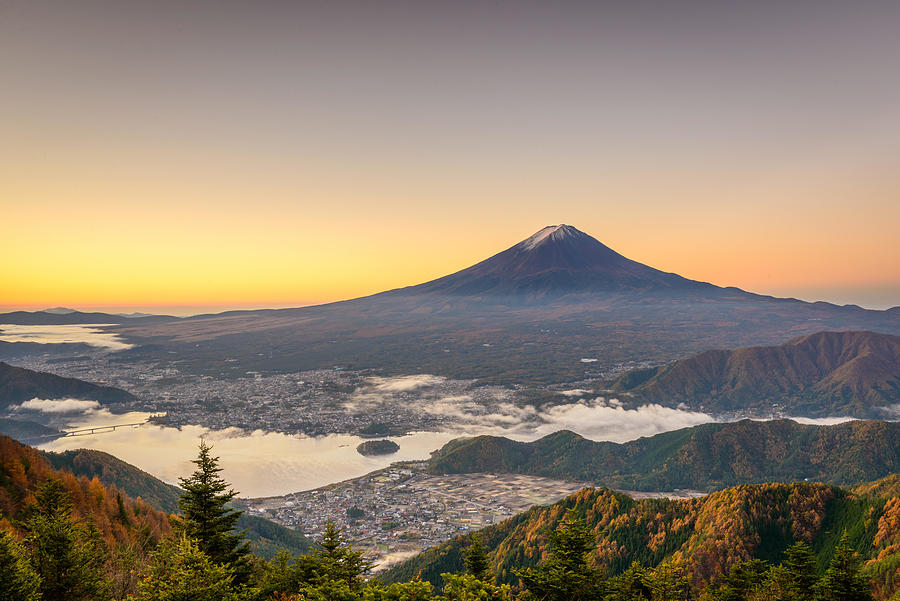 Mt. Fuji, Japan Over Kawaguchi Lake Photograph by Sean Pavone - Pixels