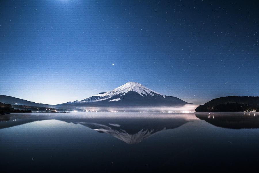 Mt. Fuji On A Moonlit Night Photograph by Takashi Suzuki