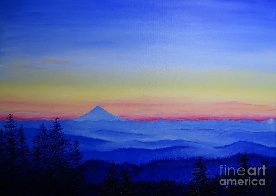 Mt hood from Coast Range Painting by Lisa Rose Musselwhite