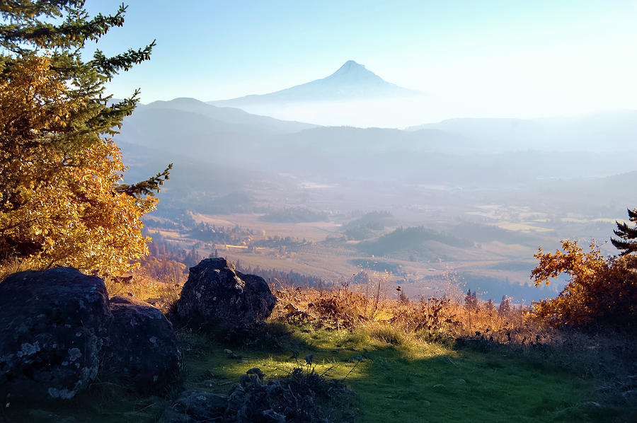 Mt. Hood Over Hood River, Oregon Valley Photograph by Sherrie Triest