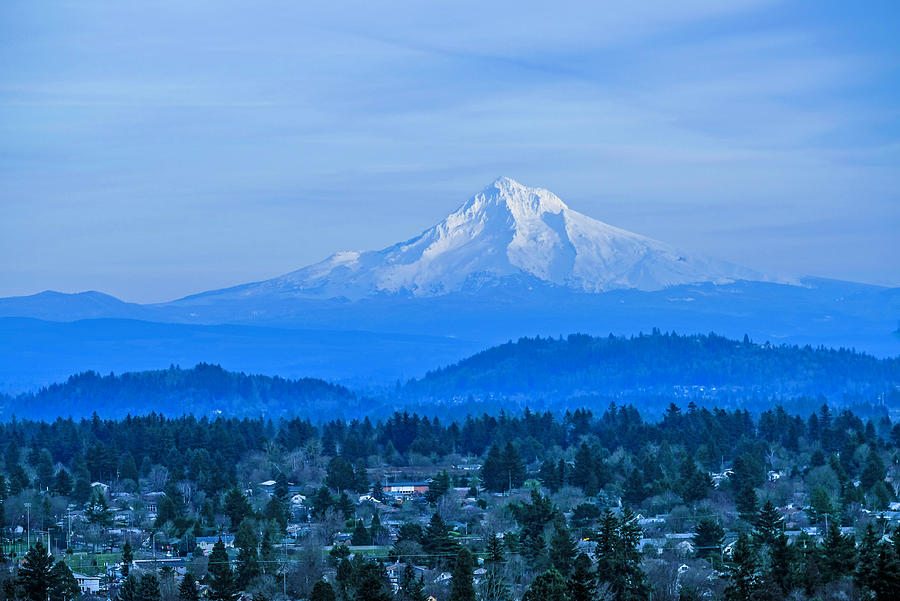 Mt. Hood Over Portland Photograph by Teresa Herlinger