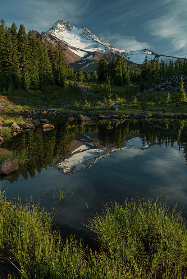 Mt. Jefferson Reflected In Park Lake Photograph by Joshua Bury Photography
