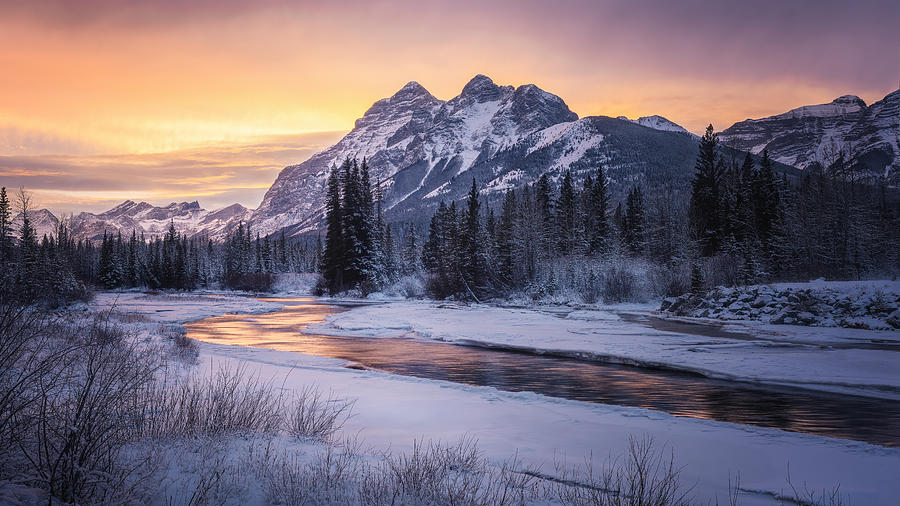 Banff National Park Photograph - Mt. Kidd In Winter by Yongnan Li ?????