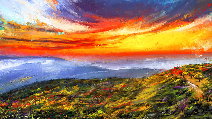 Mt Magazine State Park - Sunset at Mt Magazine Arkansas Painting by Lourry Legarde