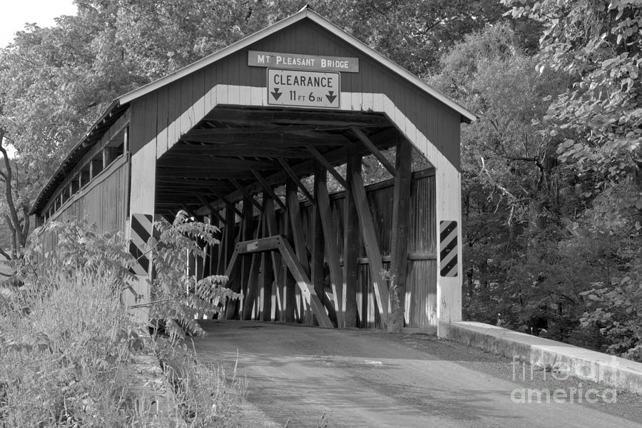 Mt. Pleasant Covered Bridge In Perry County Black And White Photograph by Adam Jewell