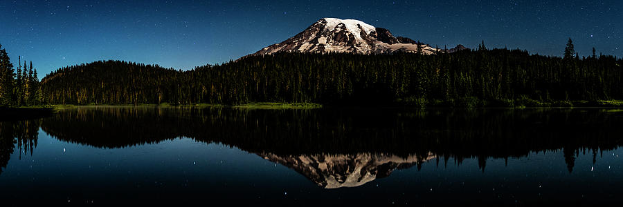 Mt. Rainier and Reflection Lake, Panorama Pyrography by Yoshiki Nakamura