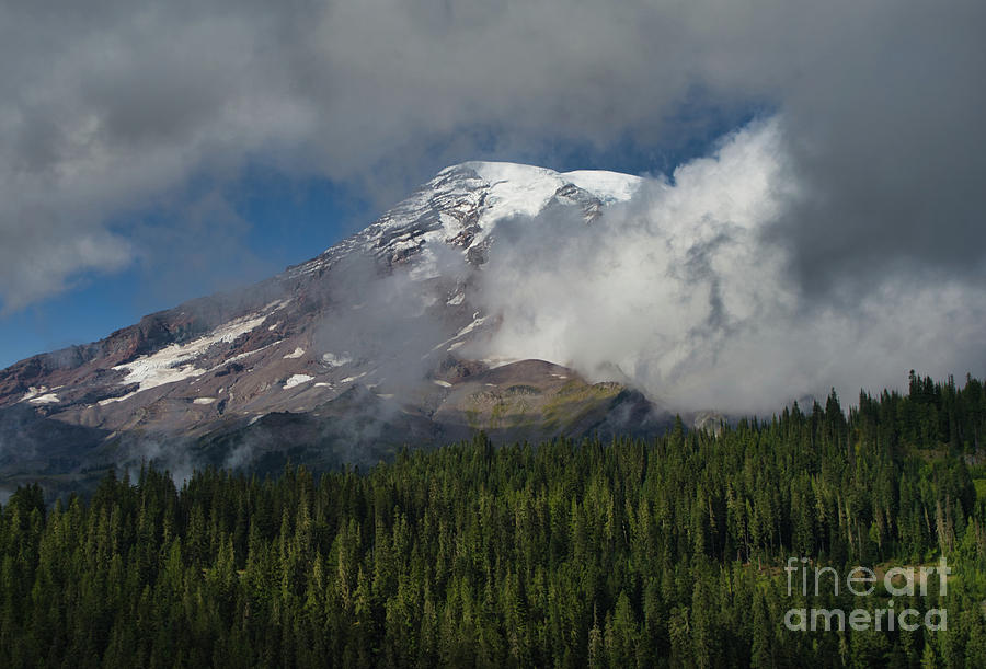 Mt. Rainier Photograph - Mt. Rainier in the Clouds 2.0848Lu  by Stephen Parker