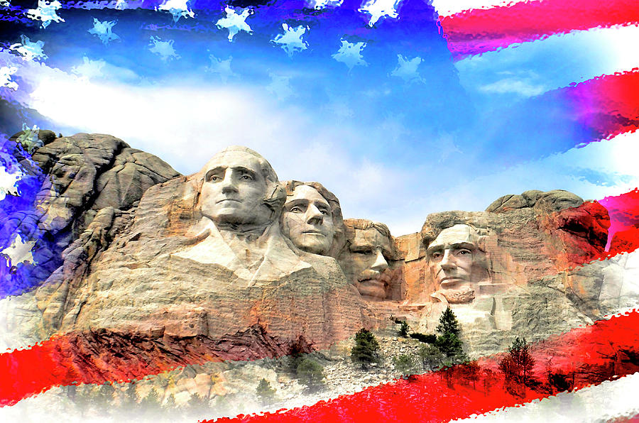 Mt Rushmore Flag Frame Photograph by David Lawson
