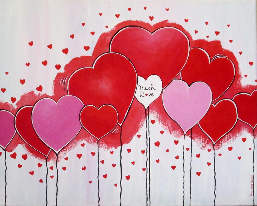 Much Love Valentines Painting by Carol Sabo