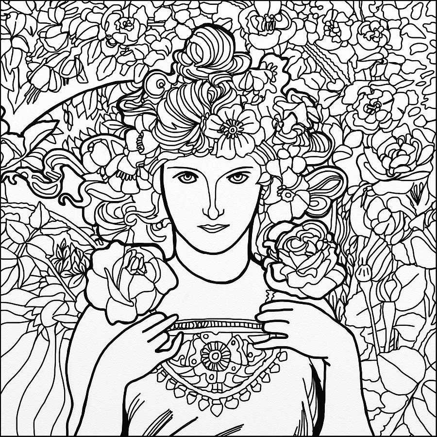 Flower Digital Art - Mucha Lady 2 by Howie Green