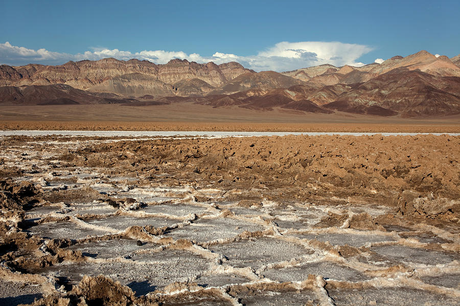 Muddy Salt Flats And Black Mountains Photograph by Milehightraveler