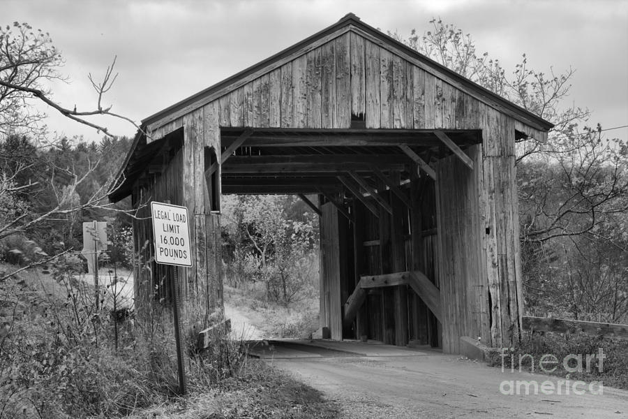 Mudgett Covered Bridge Black And White Photograph by Adam Jewell