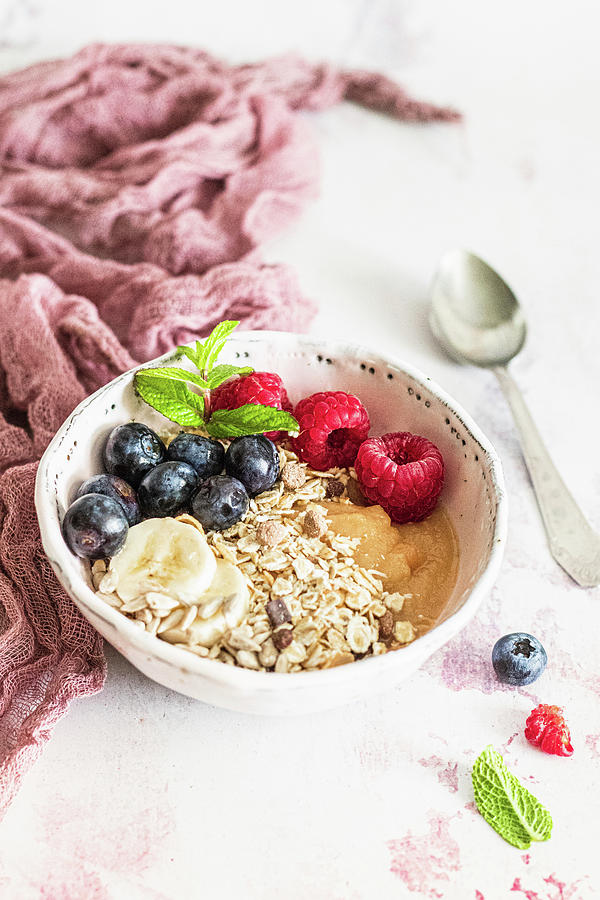 Muesli With Apple Mousse With Fresh Fruits Photograph by Karolina Nicpon