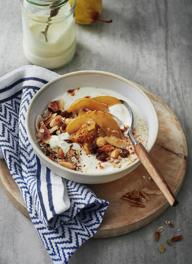 Muesli With Yoghurt And Pears Photograph by Stefan Schulte-ladbeck