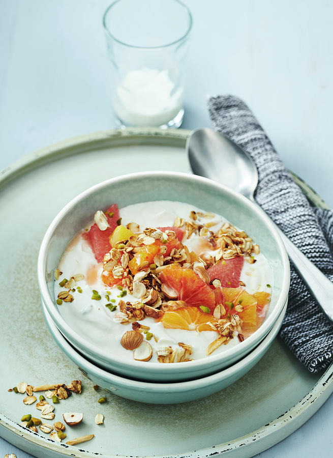 Muesli With Yoghurt, Fruit And Nuts Photograph by Stefan Schulte-ladbeck