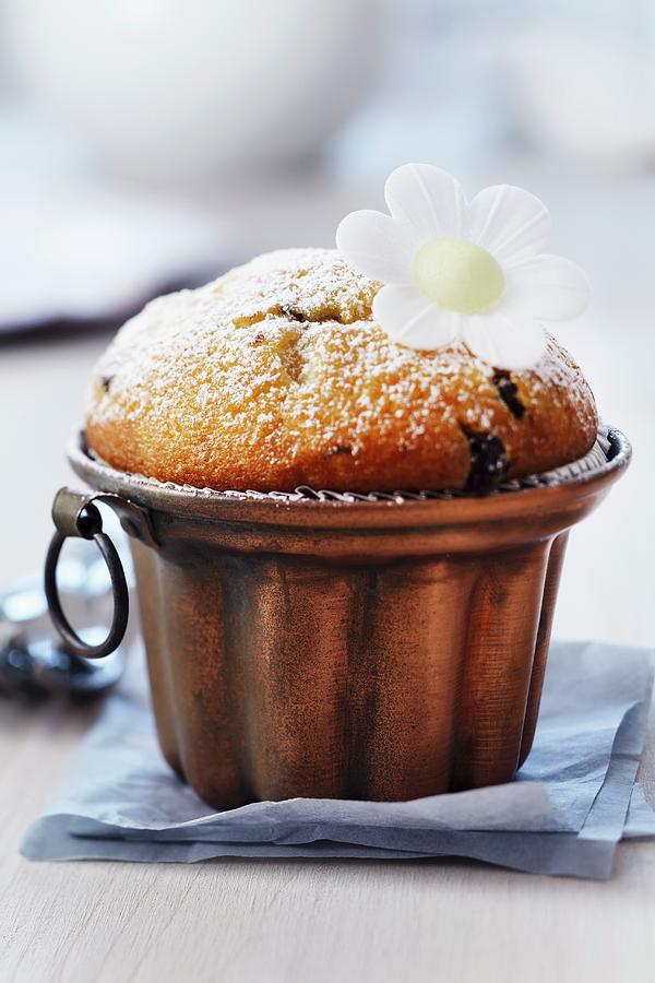 Muffin In Copper Cake Mould Decorated With Edible Paper Flower Photograph by Franziska Taube