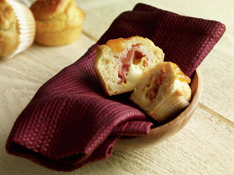 Muffin With Cheese And Bacon Filling Photograph by Studio R. Schmitz