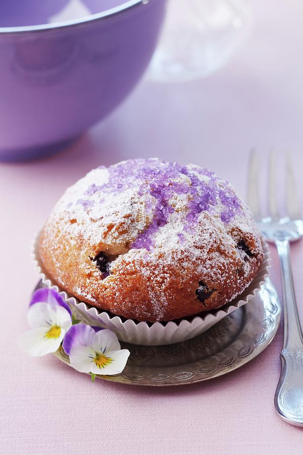 Muffing With Icing Sugar And Purple Violet Sugar Photograph by Taube, Franziska