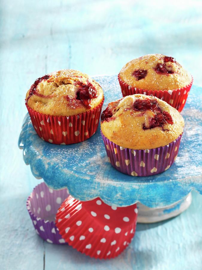 Muffins With Cherries And Cashew Nuts Photograph by Newedel, Karl