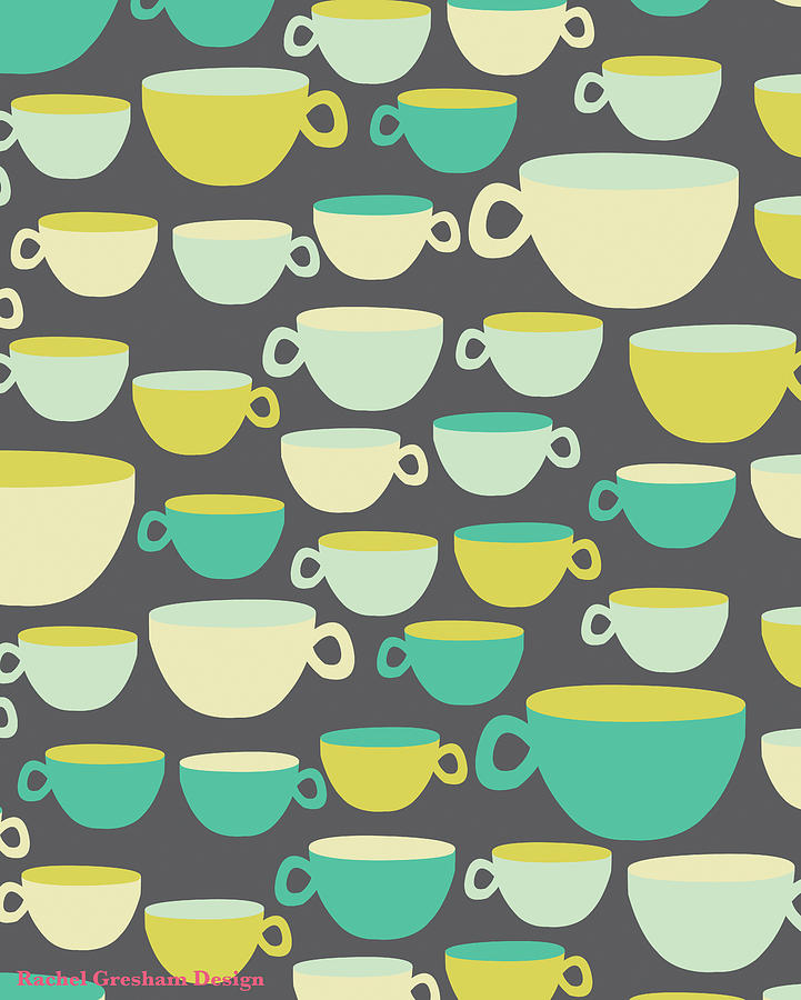 Tea Cup Digital Art - Mugs by Rachel Gresham