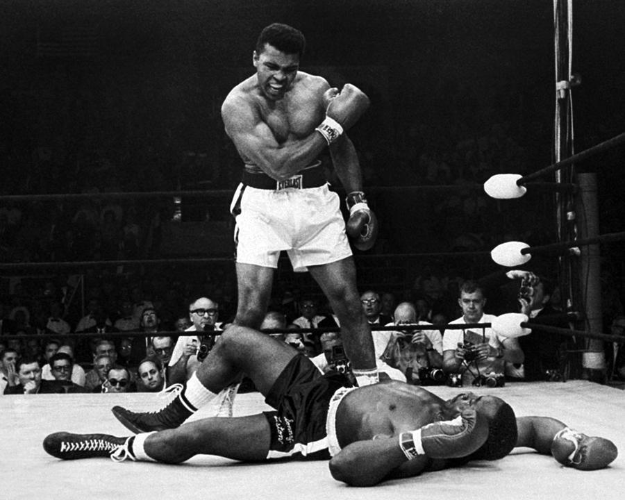 Black And White Photograph - Muhammad Ali Boxing With Sonny Liston by Globe Photos