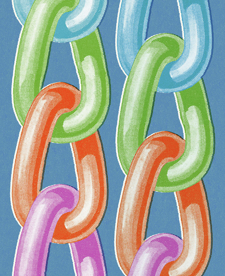 Vintage Drawing - Multi Colored Chains by CSA Images