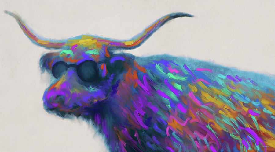 Wildlife Painting - Multicolor Bull by Dan Meneely