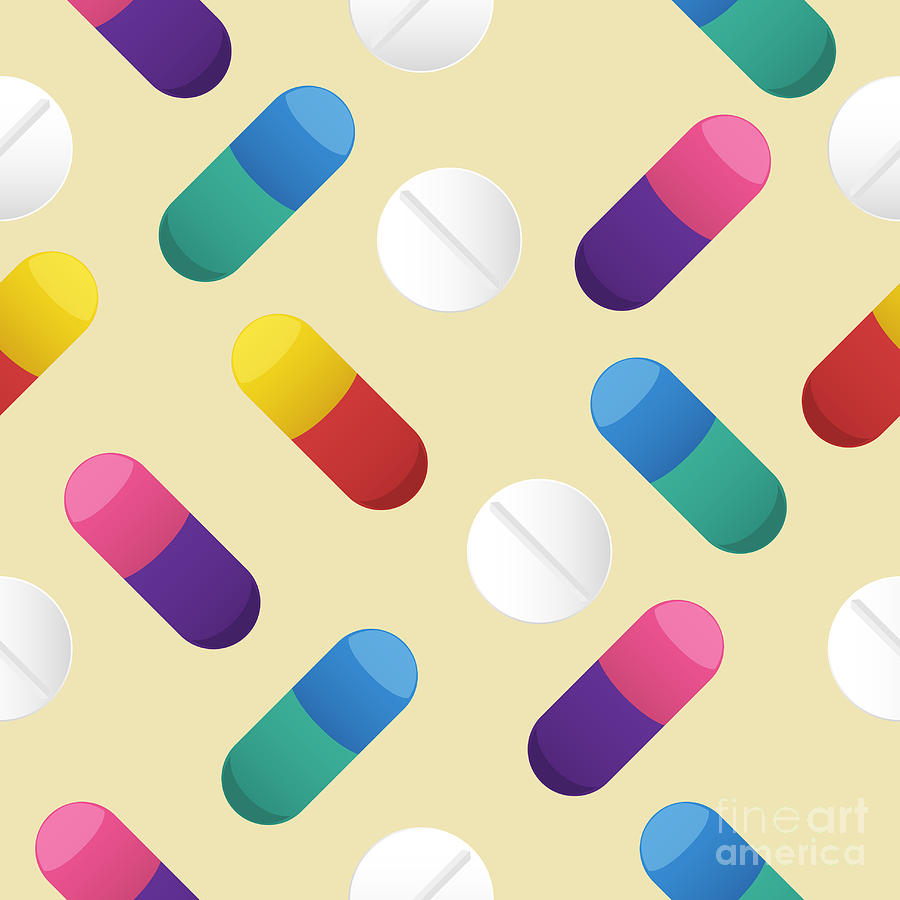 Decorate Digital Art - Multicolor Capsule And White Pill by Haloviss Decorate Digital Art - Multicolor Capsule And White Pill by Haloviss