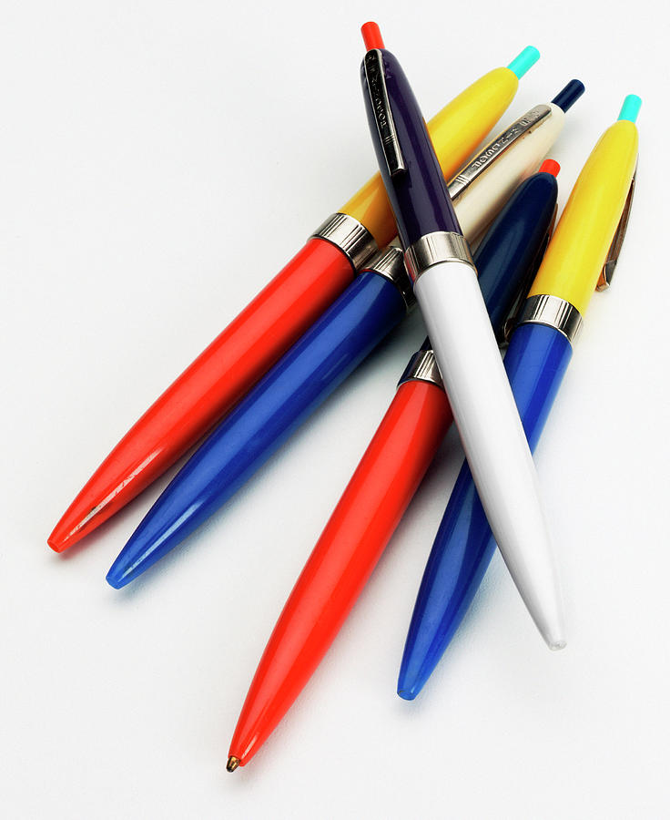 Vintage Drawing - Multicolor Pens by CSA Images