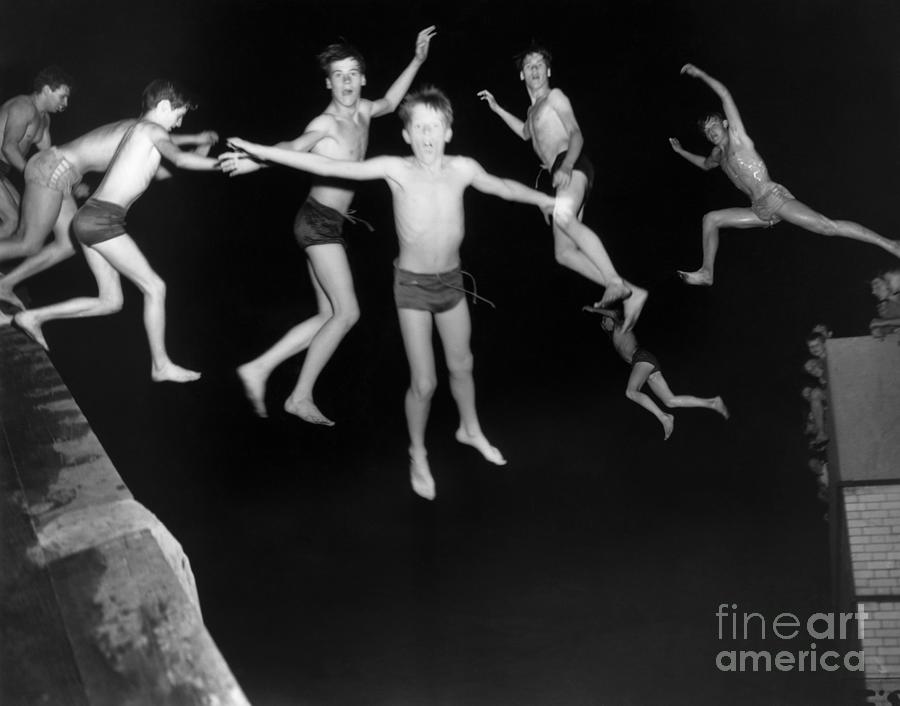 Multiple Image Of Pre--teen Boy Jumping Photograph by Bettmann