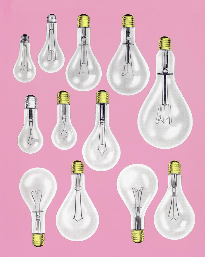 Vintage Drawing - Multiple Lightbulbs by CSA Images