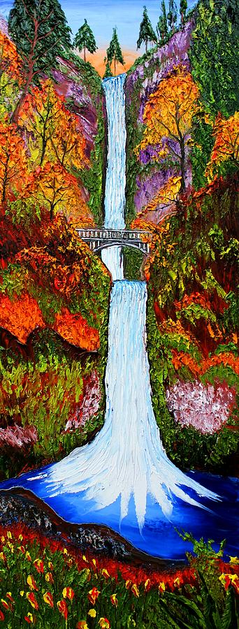  Multnomah Falls Water Bridge Of Autumn #2 Painting by James Dunbar