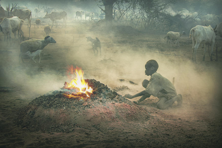 Mundari-south Sudan Boy And His Fire Photograph by Svetlin Yosifov