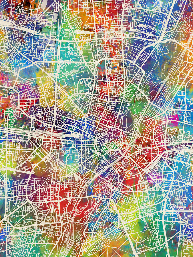 Munich Germany City Map Digital Art by Michael Tompsett