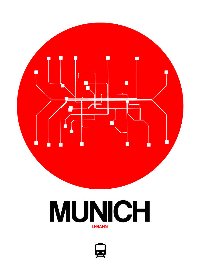 Munich Red Subway Map Digital Art By Naxart Studio   Munich Red Subway Map Naxart Studio 