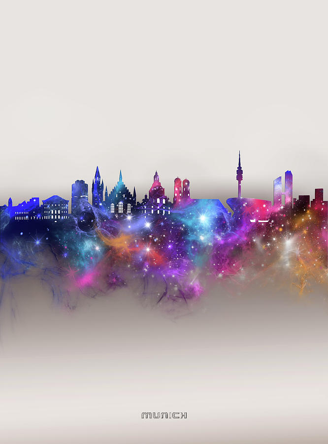 Munich Skyline Galaxy Digital Art by Bekim M