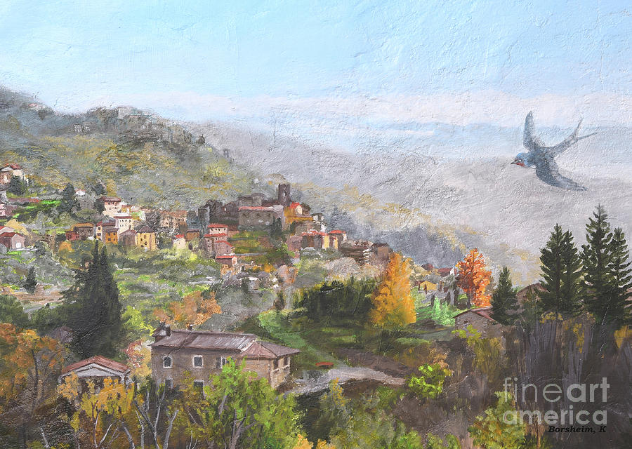 Mountain Painting - Mural Crop-Tuscan View of Sorana by Kelly Borsheim