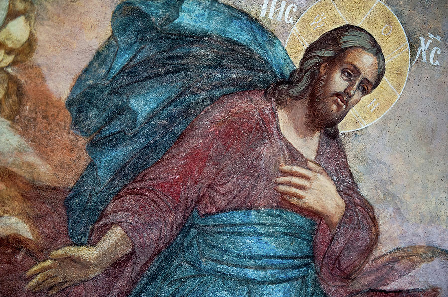 Mural Painting Of Jesus Christ In Tolga Monastery Photograph by Jenny Rainbow