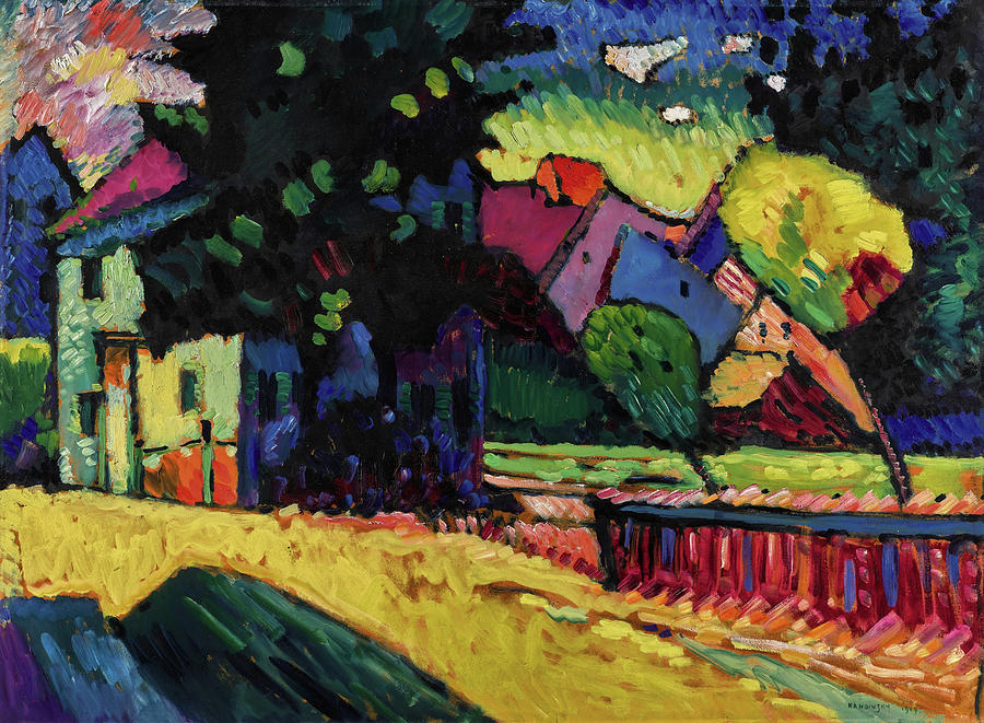 Wassily Kandinsky Painting -  Murnau - Landscape with Green House  by Wassily Kandinsky