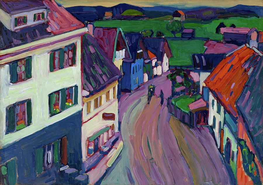 Murnau  View From The Window Of The Griesbrau Painting by Wassily Kandinsky
