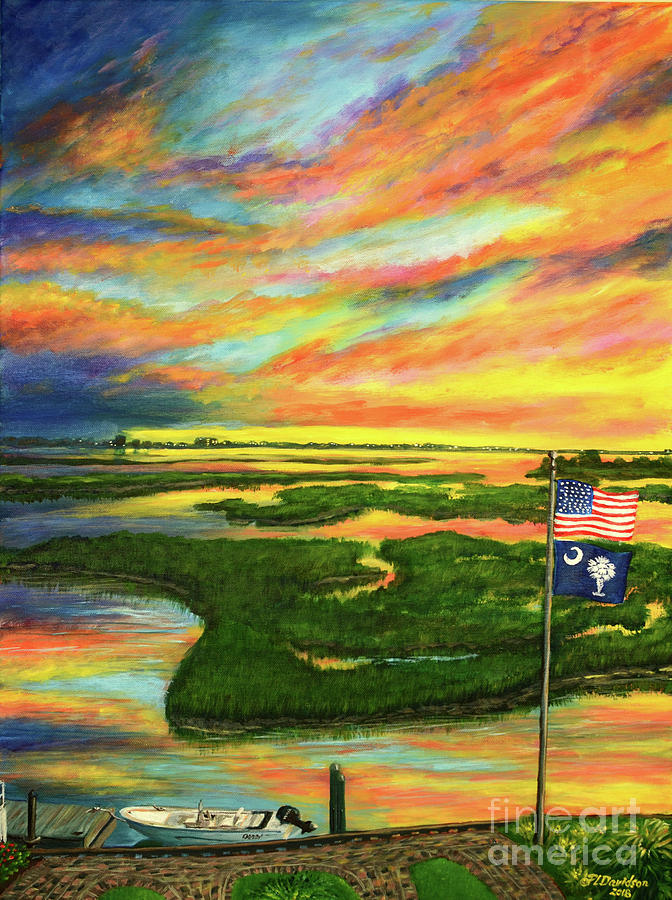 Murrells Inlet Sunset Painting by Pat Davidson