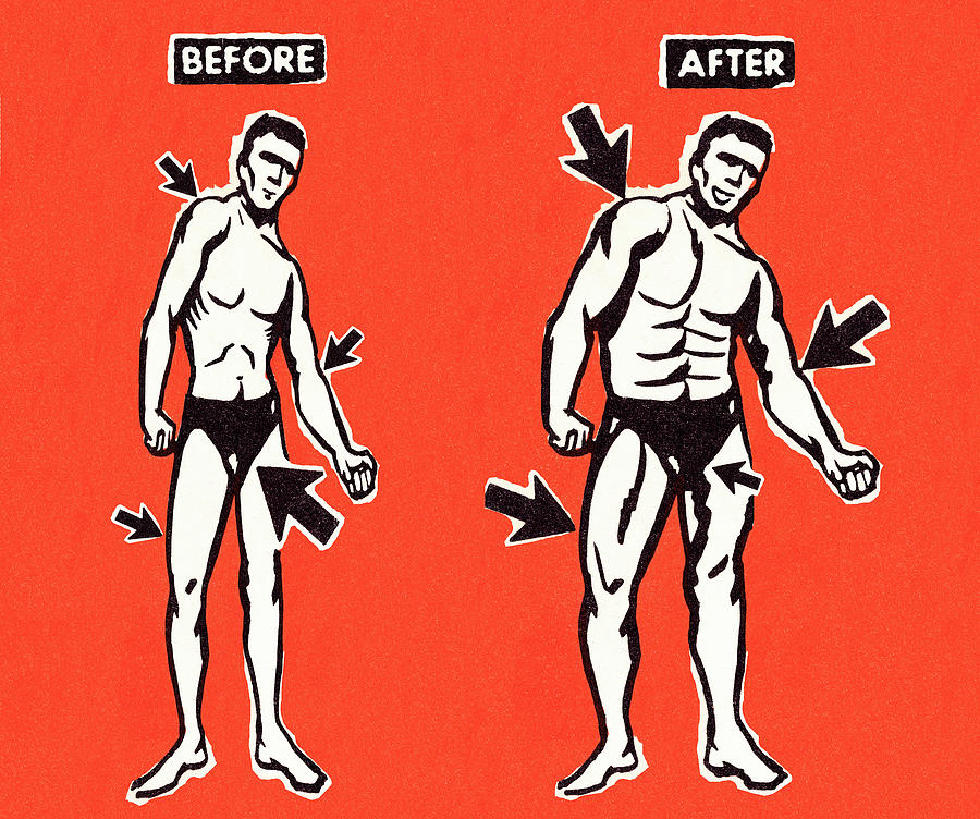 Sports Drawing - Muscle man makeover by CSA Images