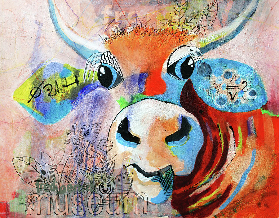 Museum Cow Painting by Fredi Gertsch