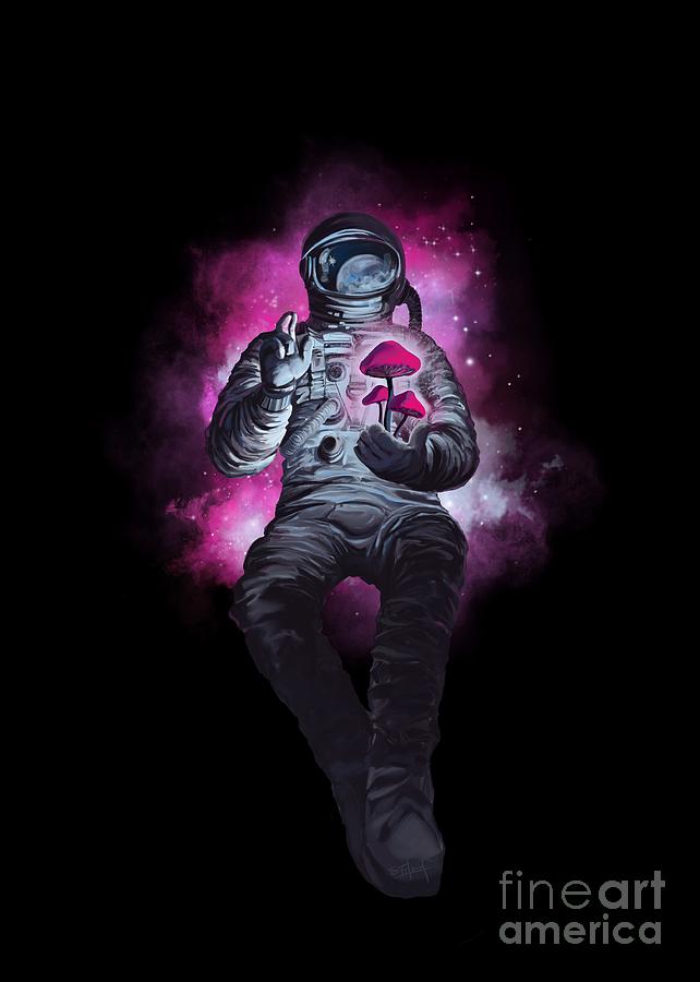 Mushroom Painting - Mushroom Cosmonaut space traveller by Sassan Filsoof
